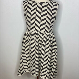 Appaman girls cream & black textured striped hi low dress sz 7